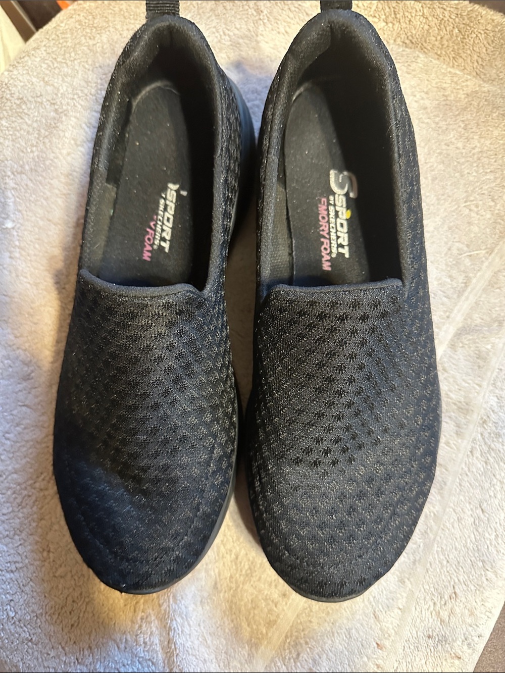 Skechers Black Slip-On Athletic Walking Shoes